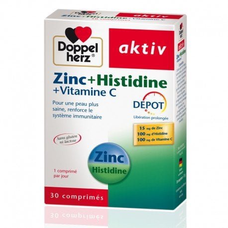 doppel-herz-activ-zinc.jpg AKTIV Zinc + Histidine + Vitamine C 30 Comprimes