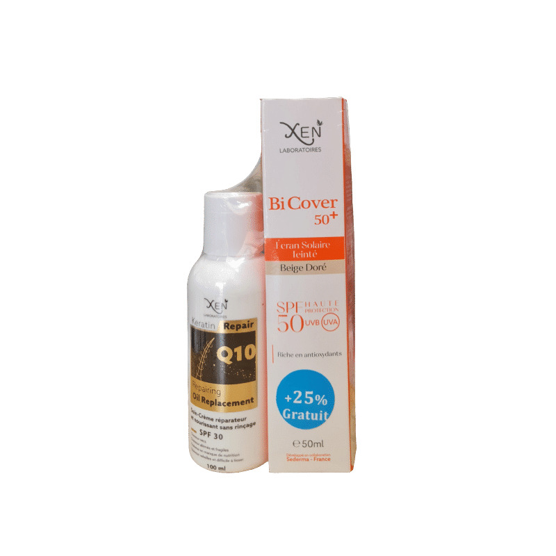 XEN Bi Cover 50+ écran beige dorée + Q10 Oil replacement spf 30 100ml