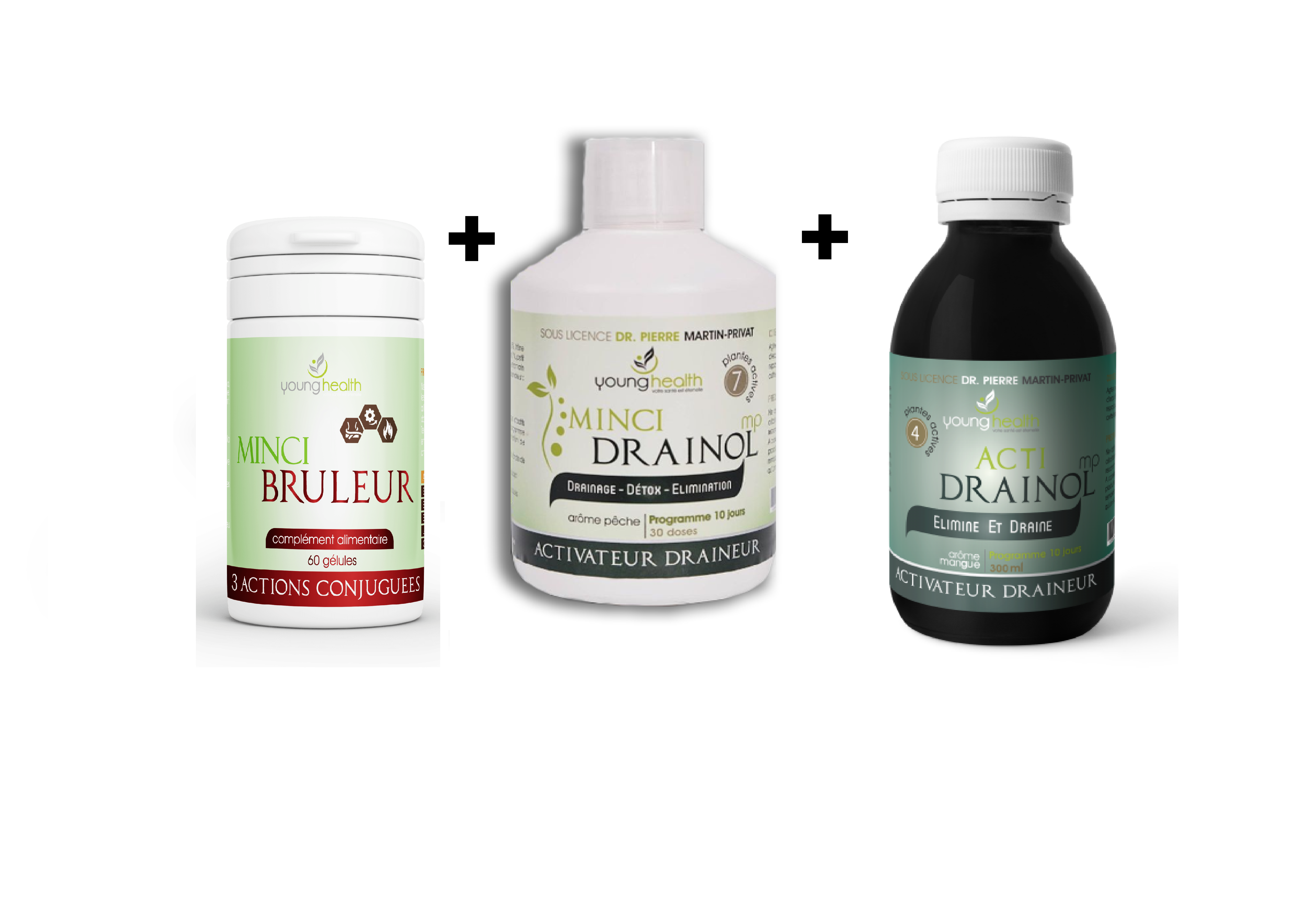 young health pack minci drainol 450ml+ acti drainol 300ml + minci bruleur 60 gelules