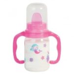 BABY PUR biberon rose en verre 120 avec anses