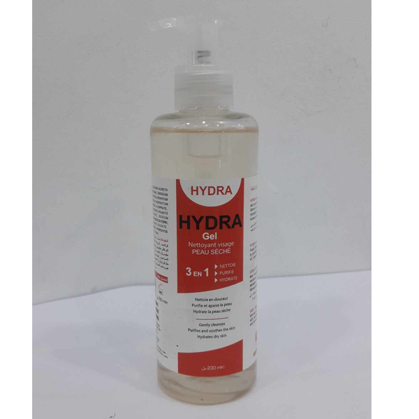 HYDRA gel nettoyant visage peaux sèche 230 ml HYDRA gel nettoyant visage peaux sèche 230 ml