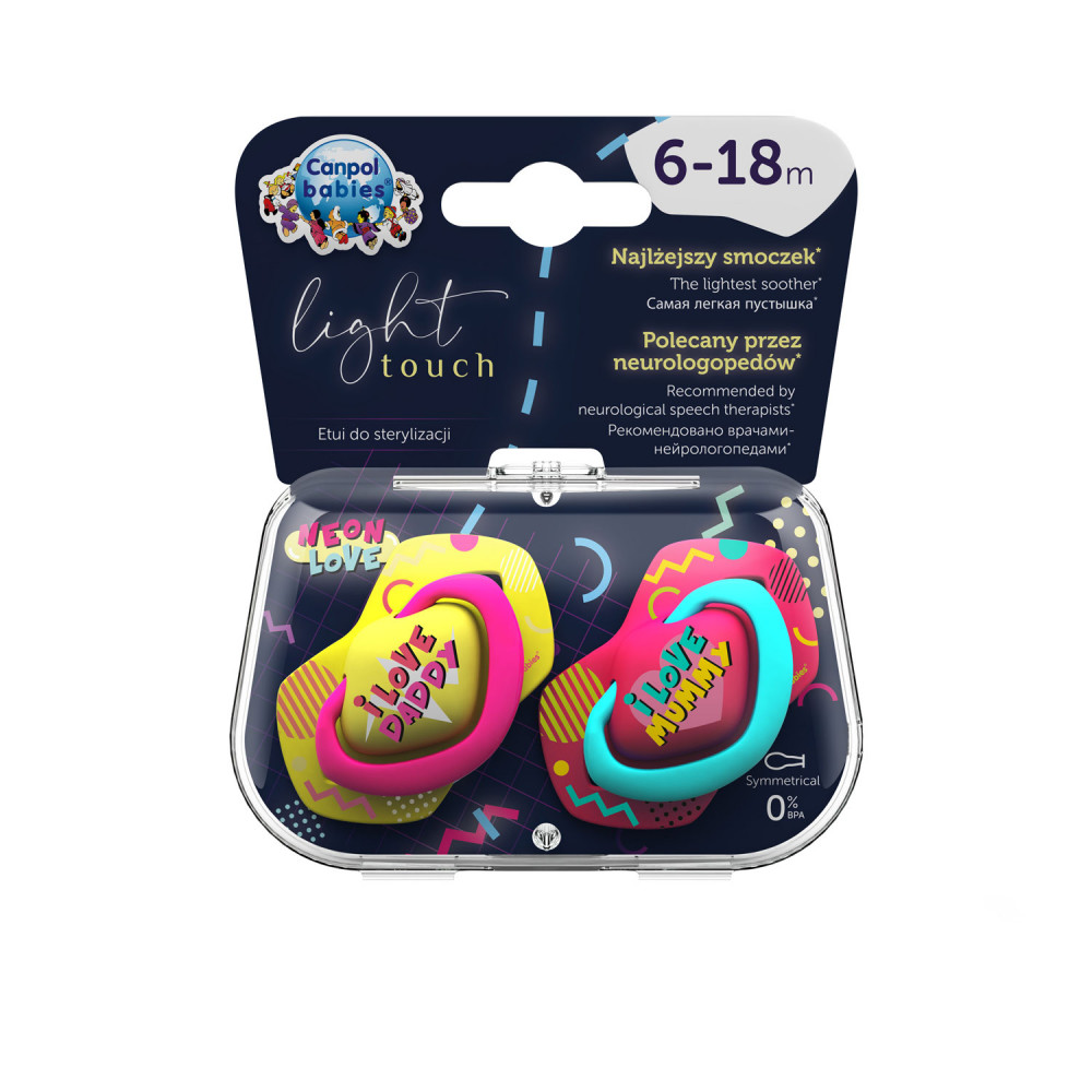 CANPOL 2 sucette universelle neon love rose 6-18m CANPOL 2 sucette universelle neon love rose 6-18m