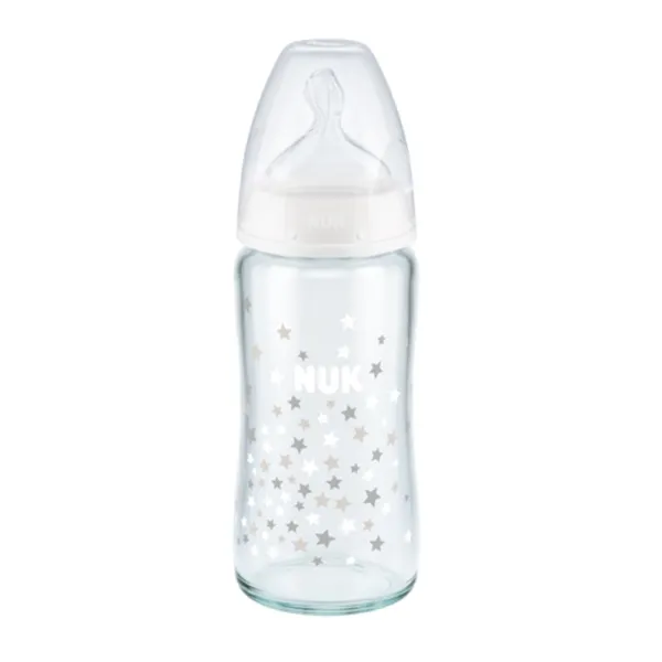 NUK first choice biberon blanc en verre 240 ml 0-6m NUK first choice biberon en verre 0-6M blanc 240 ml