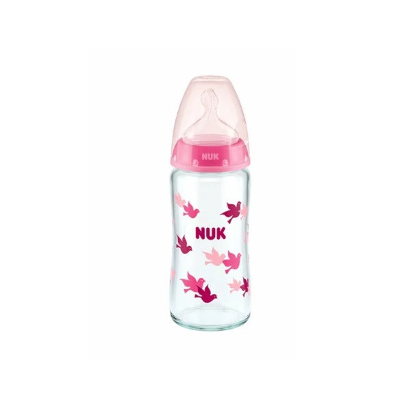 NUK first choice biberon rose en verre 240 ml 0-6m NUK first choice biberon en verre 0-6M rose 240 ml