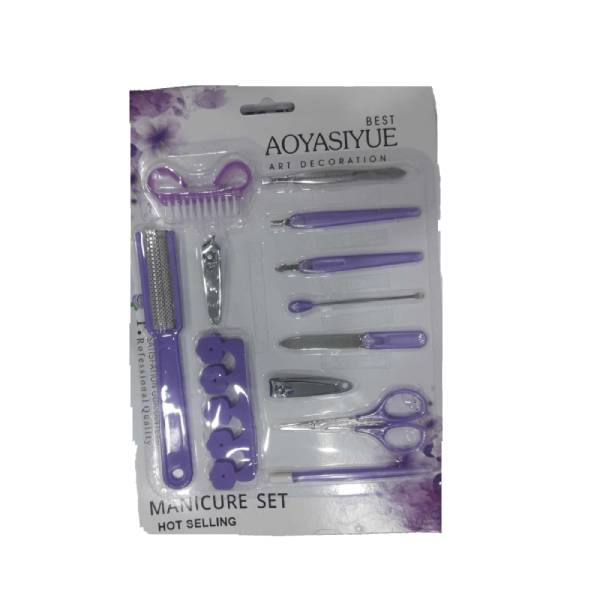 Aoyasiyue paquet kit pedicure 12pcs bleu ou rose ou mauve (1)