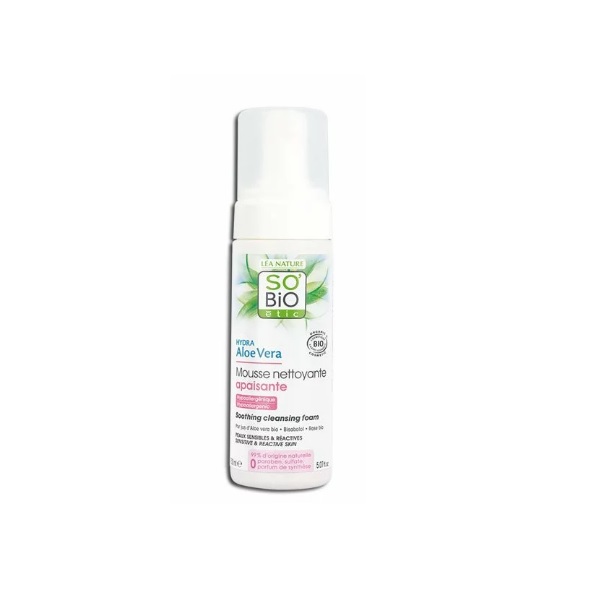 SO BIO hydra aloe vera mousse nettoyant apaisant 150ml SO BIO hydra aloe vera mousse nettoyant apaisant 150ml