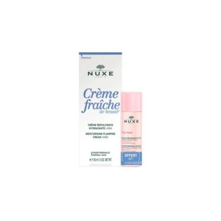 nuxe duo creme fraiche creme repulpante peaux normale + very rose eau micellaire 50ml