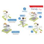 Prima Baby Trotteur Pousseur 2en1 FIRST STEP Bleu de 6mois à 18mois