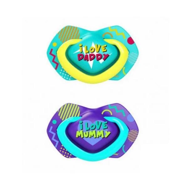 CANPOL 2 sucette universelle neon love bleu 18m+ CANPOL 2 sucette universelle neon love bleu 18m+