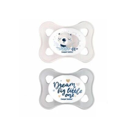CANPOL babies 2 sucette symetrique silicone 0-2m mini gris
