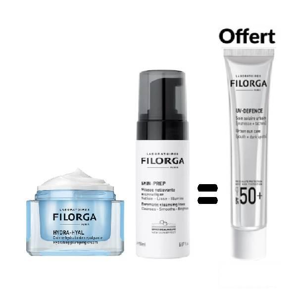 FILORGA HYDRA HYAL CREME + MOUSSE Filorga Pack Hydra-Hyal : Crème Hydratante, Nettoyant et Soin Solaire
