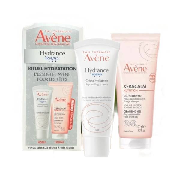 AVENE pack hydrance UV riche + xeracalm gel 100ml gratuit